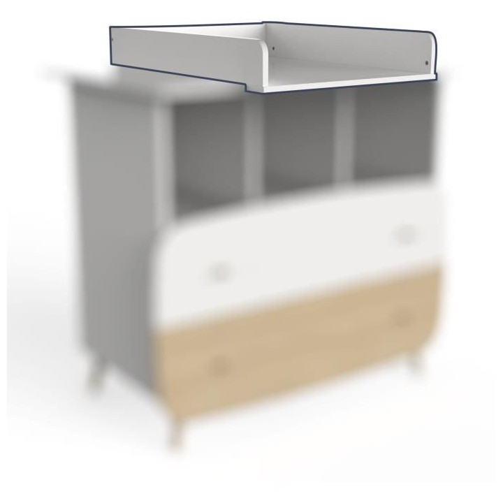 Ensemble lit bébé 60 x 120, commode 2 tiroirs + 3 niches et 1 plan a