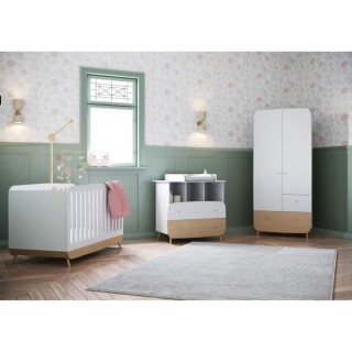 Ens. lit bébé 70 x 140 Kit évolutif, commode 2 tiroirs, 3 niches et
