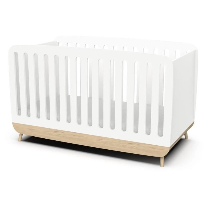 Ens. lit bébé 70 x 140 Kit évolutif, commode 2 tiroirs, 3 niches et