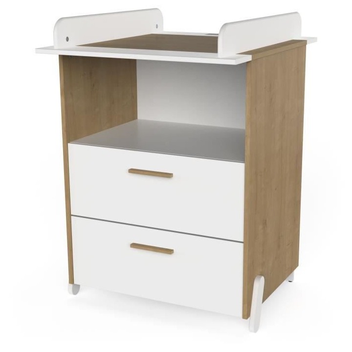 Ensemble duo 60 comprenant 1 lit a barreaux 60 x 120 cm & 1 commode a