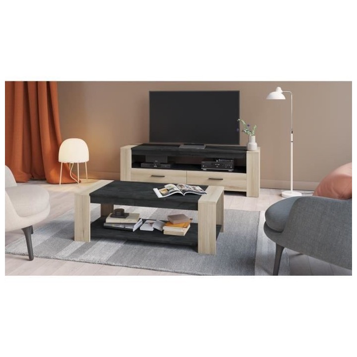 Ensemble salon SHEFFIELD composé de : Table basse double plateau sup
