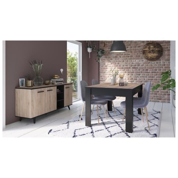 DEMEYERE Table a manger - Décor chene brossé - WAYNE - L 138,4 x P 9