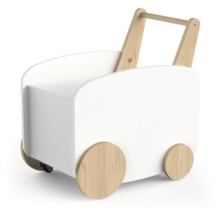 Chariot de rangement a roulettes - FIRMIANA - Style scandinave - Blanc