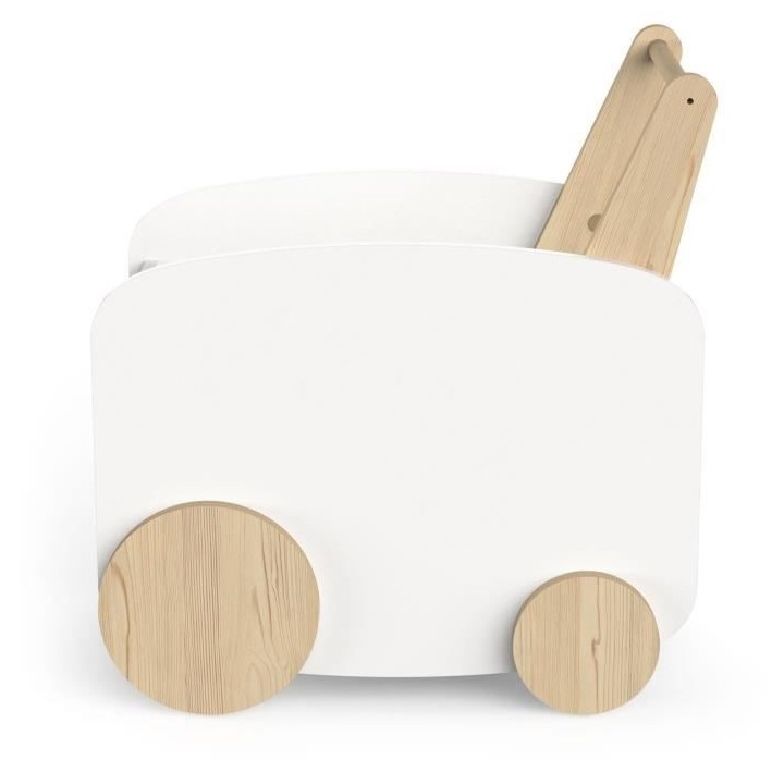 Chariot de rangement a roulettes - FIRMIANA - Style scandinave - Blanc
