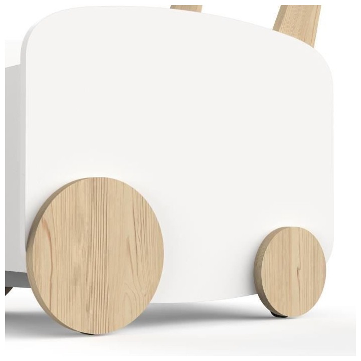 Chariot de rangement a roulettes - FIRMIANA - Style scandinave - Blanc