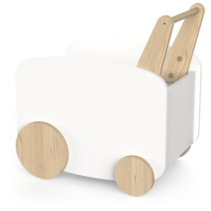 Chariot de rangement a roulettes - FIRMIANA - Style scandinave - Blanc