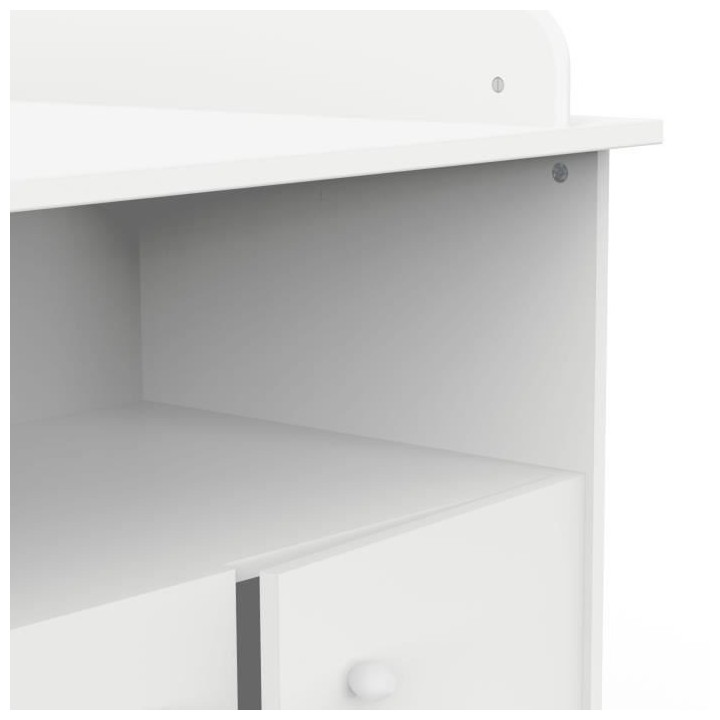 Commode a langer 2 portes, 1 niche - HELICIA - Blanc mat - 79,6 x 70 x