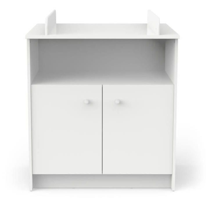 Commode a langer 2 portes, 1 niche - HELICIA - Blanc mat - 79,6 x 70 x