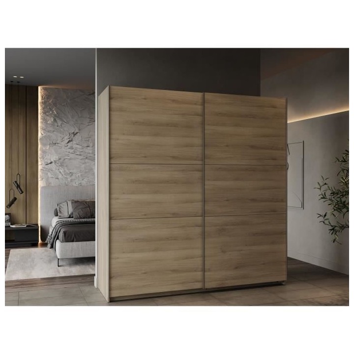 Armoire GHOST - Décor chene kronberg - 2 Portes coulissantes - L.194,