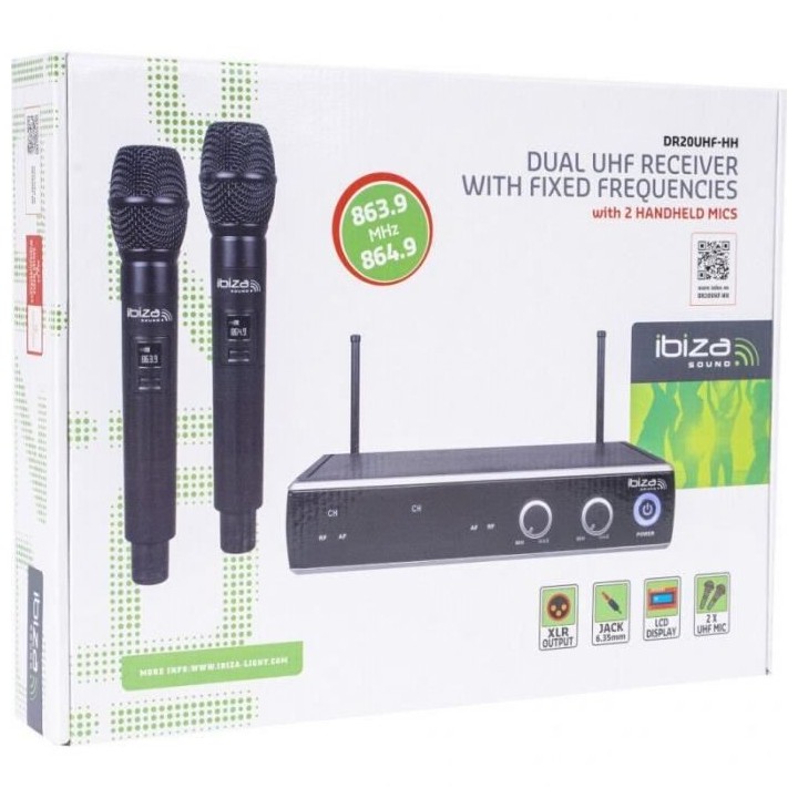 IBIZA SOUND Double récepteur UHF avec 2 micros main