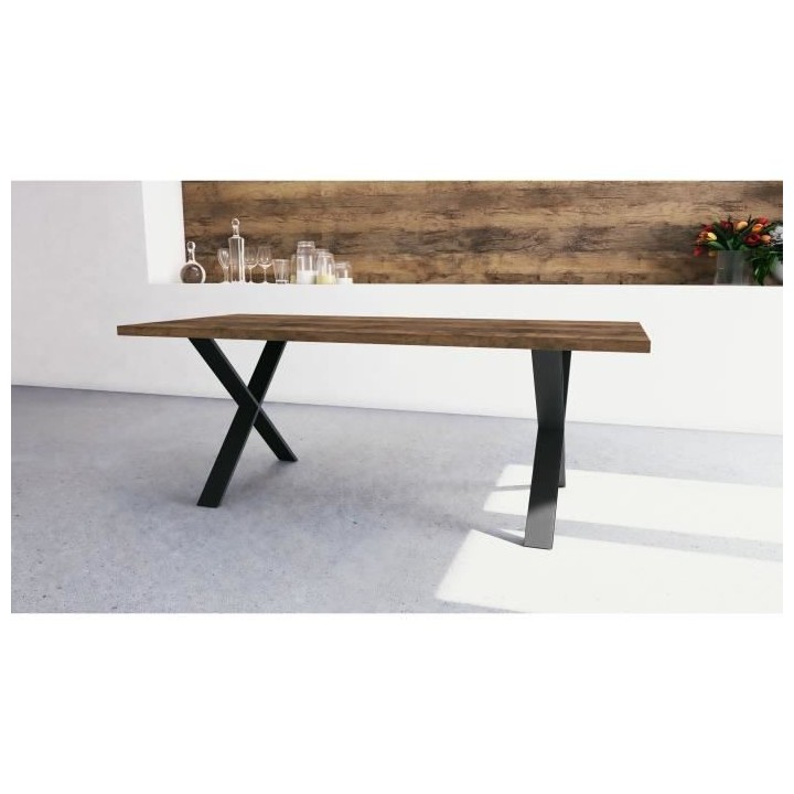 Table - MONACO - Rectangulaire - Décor mélamine chene saloon et noir