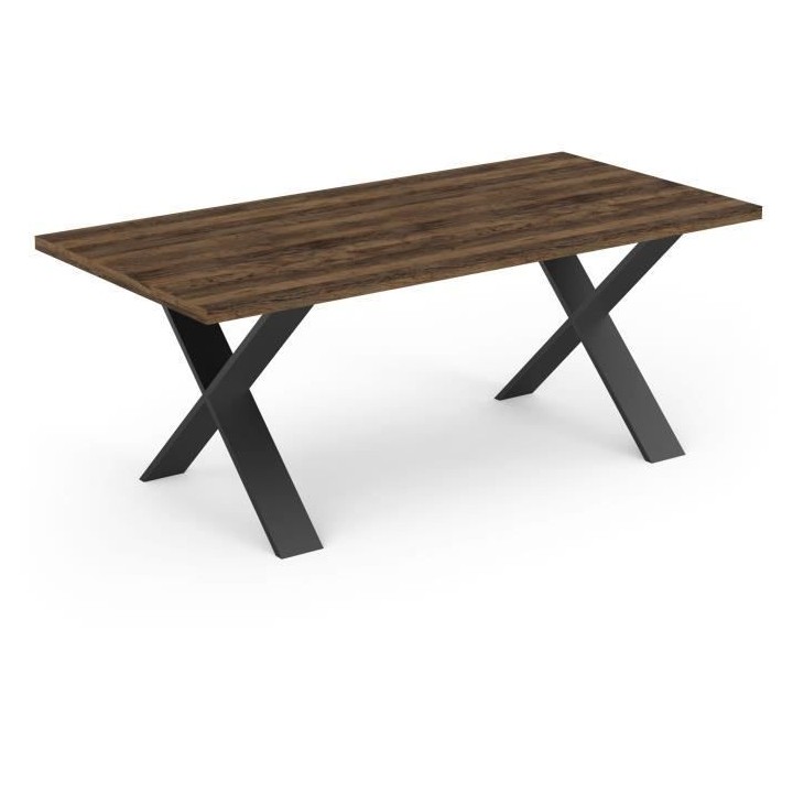 Table - MONACO - Rectangulaire - Décor mélamine chene saloon et noir