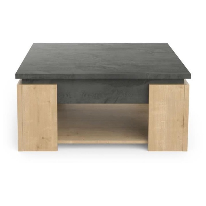 Table basse carrée AUSTIN - Décor chene Hamilton et Sidewalk - L 80