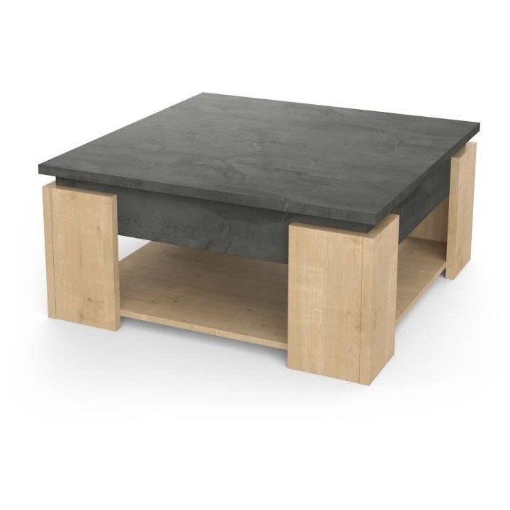 Table basse carrée AUSTIN - Décor chene Hamilton et Sidewalk - L 80