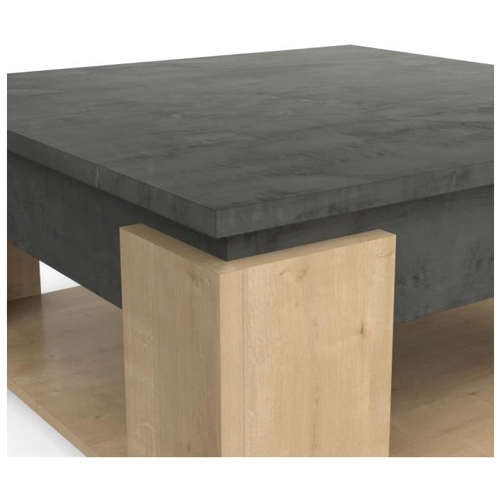 Table basse carrée AUSTIN - Décor chene Hamilton et Sidewalk - L 80