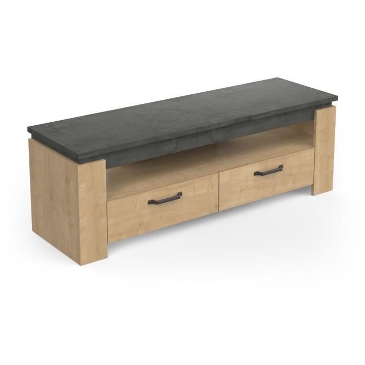 Meuble TV AUSTIN - Taille écran max 55' (140 cm) - Décor chene Hamil