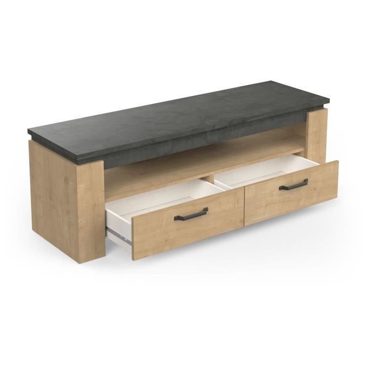 Meuble TV AUSTIN - Taille écran max 55' (140 cm) - Décor chene Hamil