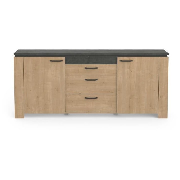 Enfilade AUSTIN - 2 portes + 3 tiroirs - Décor chene Hamilton et Side