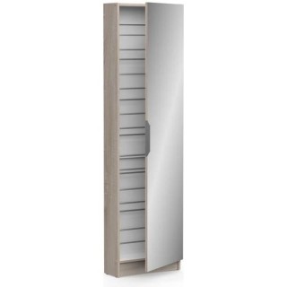 Armoire a chaussures ZAPATERO - 12 Paires - Décor Chene et Noir - 1 p