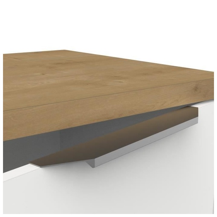 Banc TV ACCESS - 2 Portes + 1 Niche - Décor chene Hamilton et blanc -