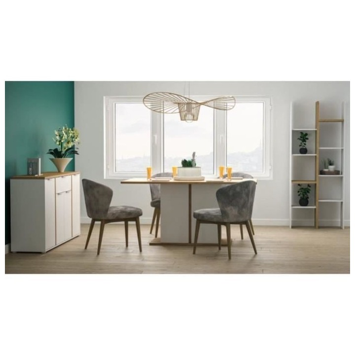 Table a manger seule ACCESS - 6 personnes - Décor chene Hamilton et b