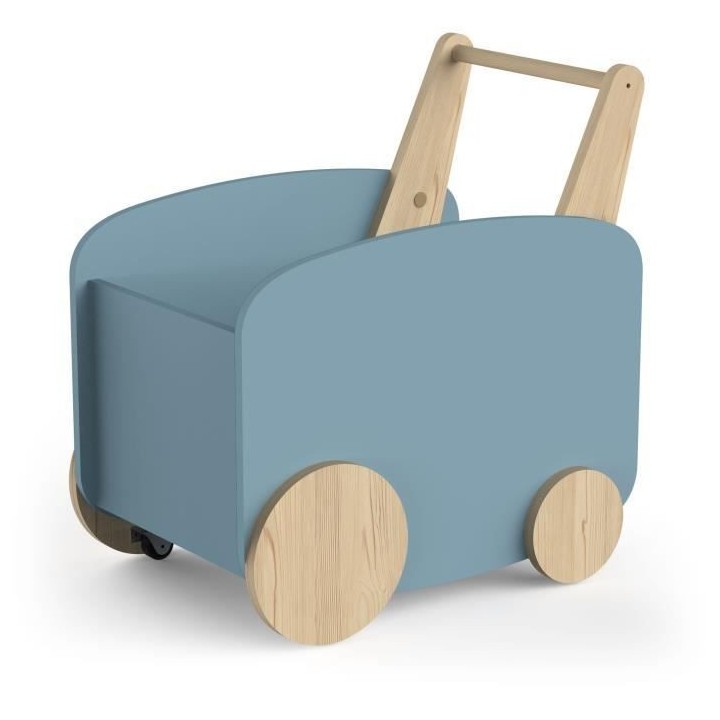 Chariot de rangement a roulettes - FIRMIANA - Style scandinave - Bleu