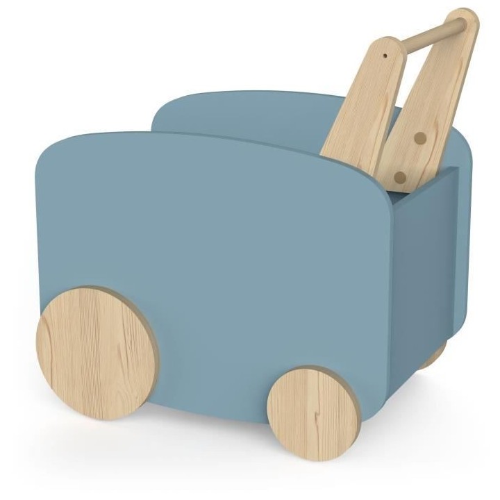 Chariot de rangement a roulettes - FIRMIANA - Style scandinave - Bleu