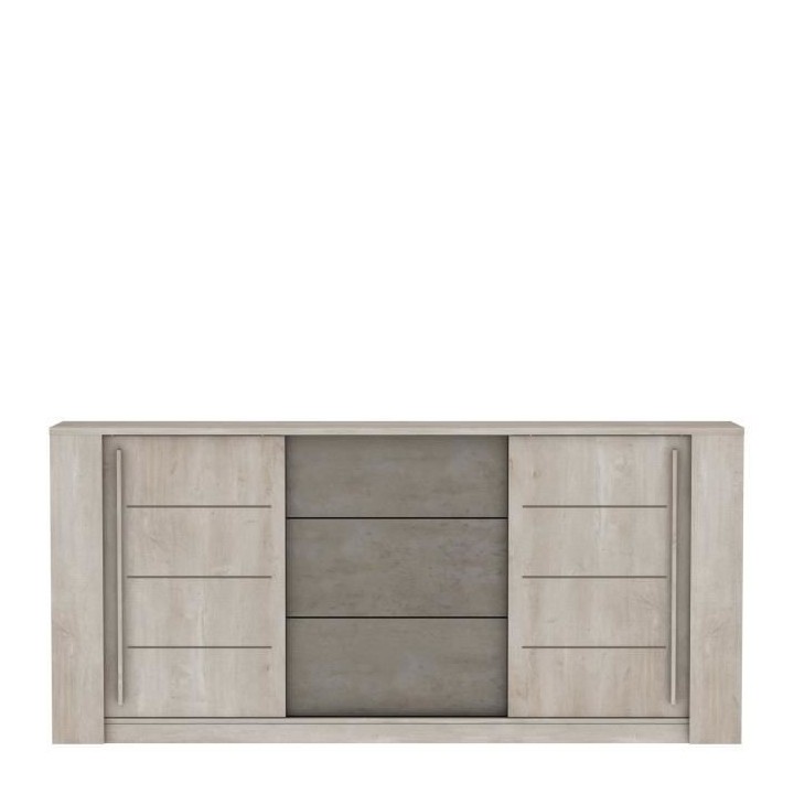 Enfilade ANTIBES 2 portes coulissantes + 3 tiroirs - Décor chene cham