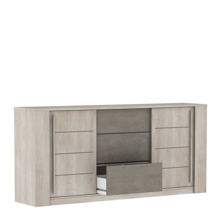 Enfilade ANTIBES 2 portes coulissantes + 3 tiroirs - Décor chene cham