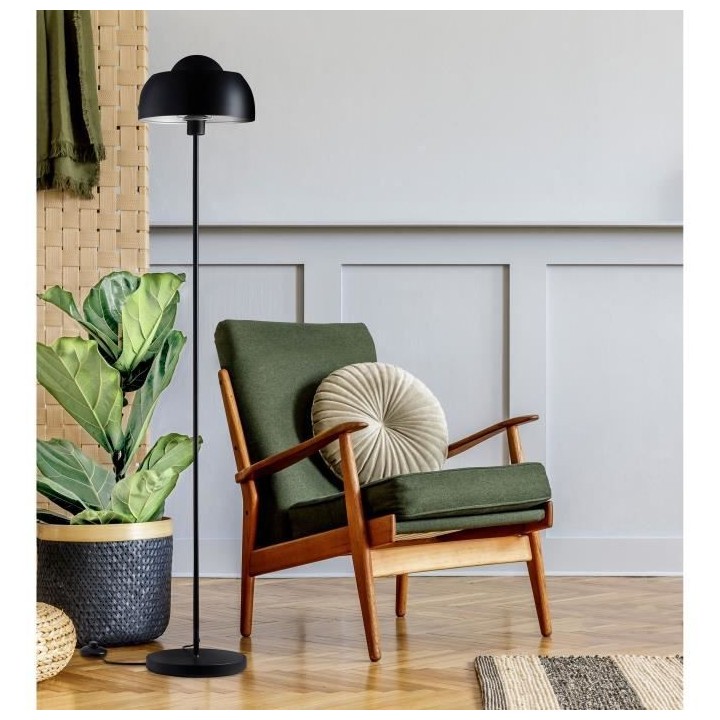 INTERNATIONAL DESIGN Lampadaire dome en métal - Noir - 29x160 cm