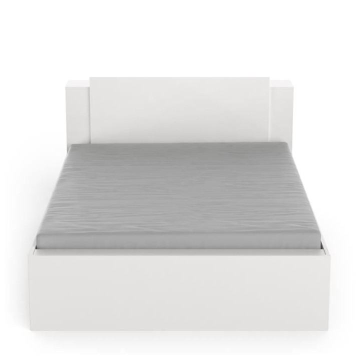 Lit adulte LIFE 2 personnes - 140X190/200 - Rangements - Décor blanc