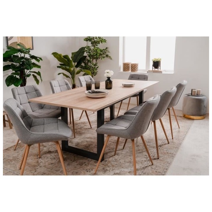 Table a manger extensible - Décor chene sonoma et anthracite - 160-20