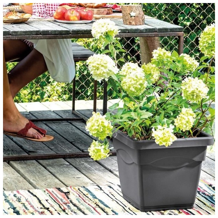 DEROMA Pot de fleurs carré Day R anthracite - Coloris gris anthracite