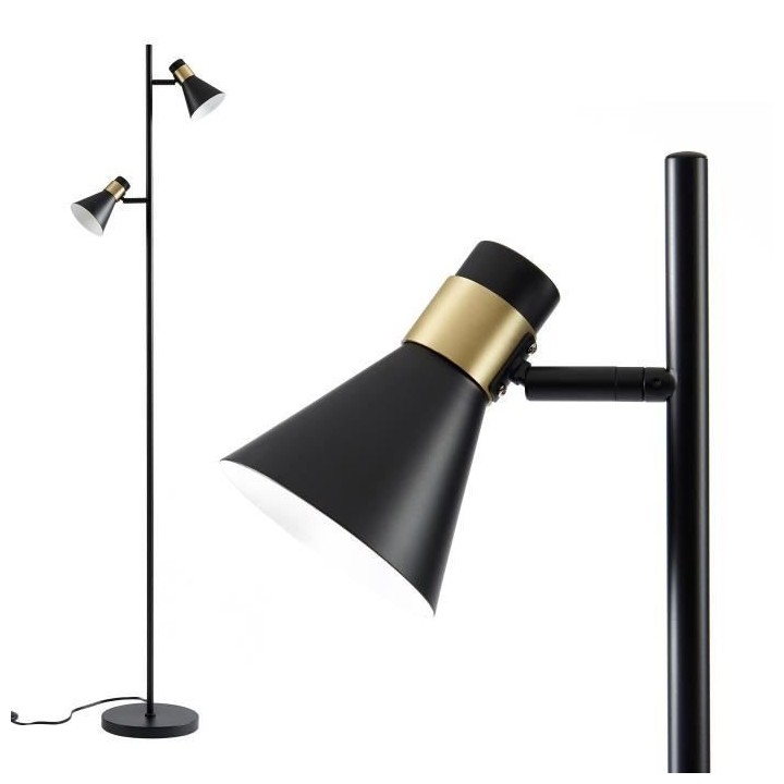 INTERNATIONAL DESIGN Lampadaire lampion a 2 tetes en métal - 23x23x16