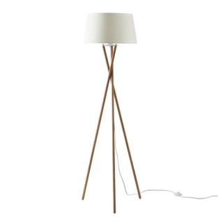 INTERNATIONAL DESIGN Lampadaire Maud tripode - Tissu pied bois - Blanc