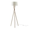 INTERNATIONAL DESIGN Lampadaire Maud tripode - Tissu pied bois - Blanc