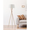 INTERNATIONAL DESIGN Lampadaire Maud tripode - Tissu pied bois - Blanc