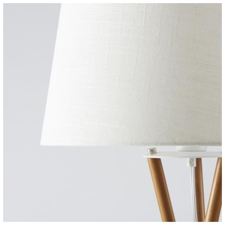 INTERNATIONAL DESIGN Lampadaire Maud tripode - Tissu pied bois - Blanc