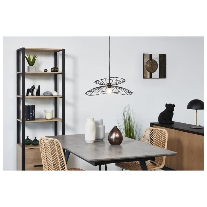 Suspension filaire double abat-jour - Métal - Ø55cm - Noir