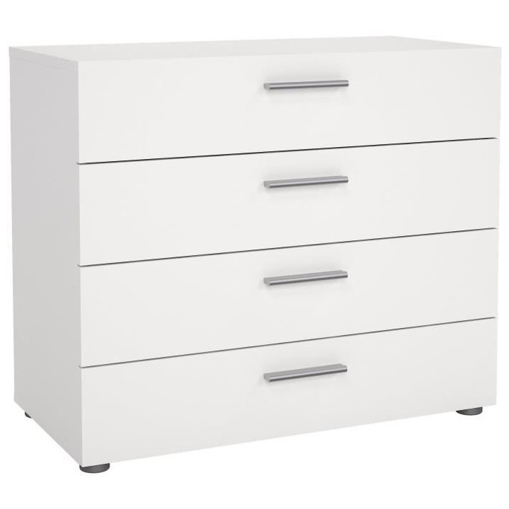 Commode NASH 4 tiroirs - Décor Blanc - L 80 x P 40 x H 68,5 cm - TVIL