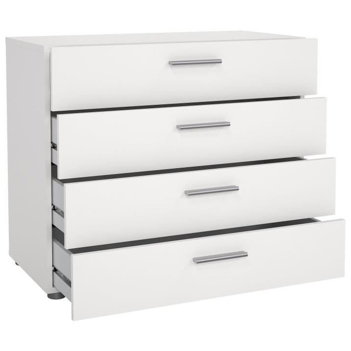 Commode NASH 4 tiroirs - Décor Blanc - L 80 x P 40 x H 68,5 cm - TVIL