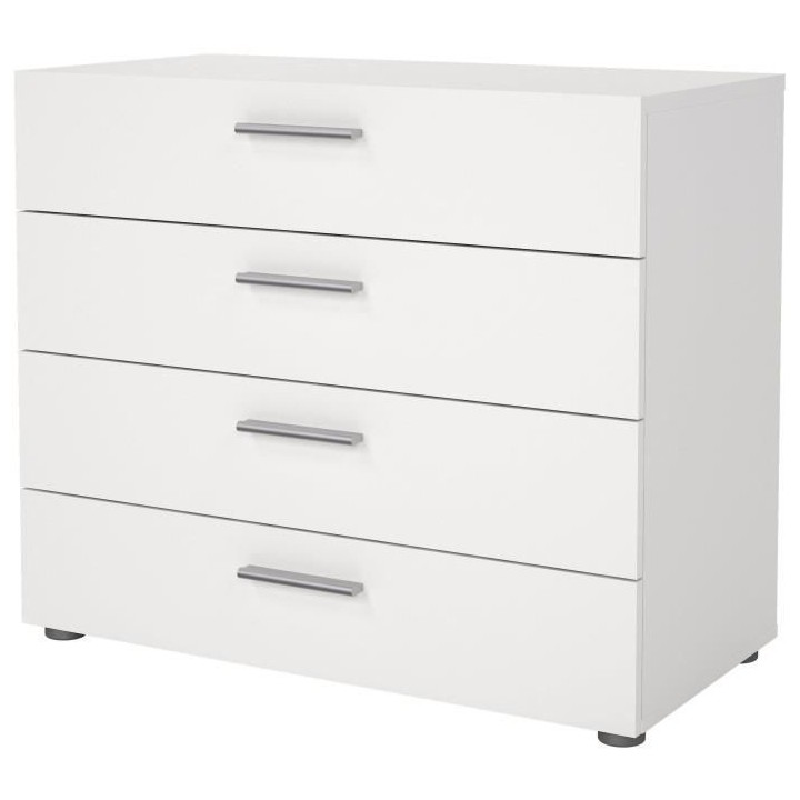Commode NASH 4 tiroirs - Décor Blanc - L 80 x P 40 x H 68,5 cm - TVIL