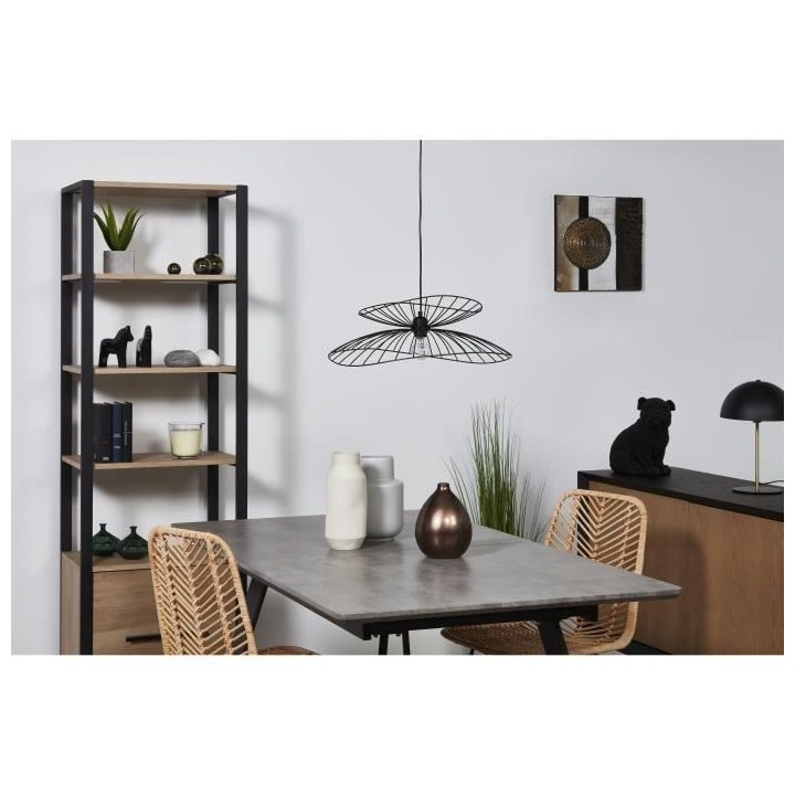 Suspension filaire double abat-jour - Métal - Ø55cm - Noir