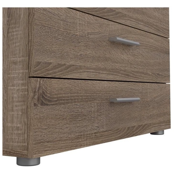 Commode NASH 4 tiroirs - Décor Chene Truffe - L 80 x P 40 x H 68,5 cm