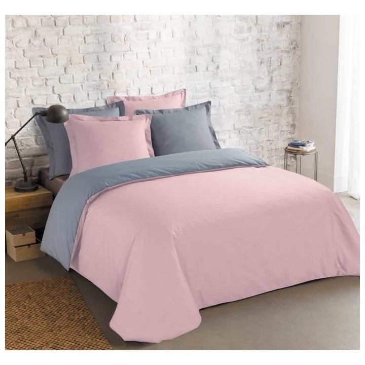 VISION - Bicolore - Housse de couette Réversible 240x220cm avec 2 tai