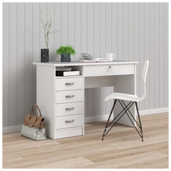 Bureau Student - Panneaux de particules - Blanc - L 109,3 x P 48,5 x H