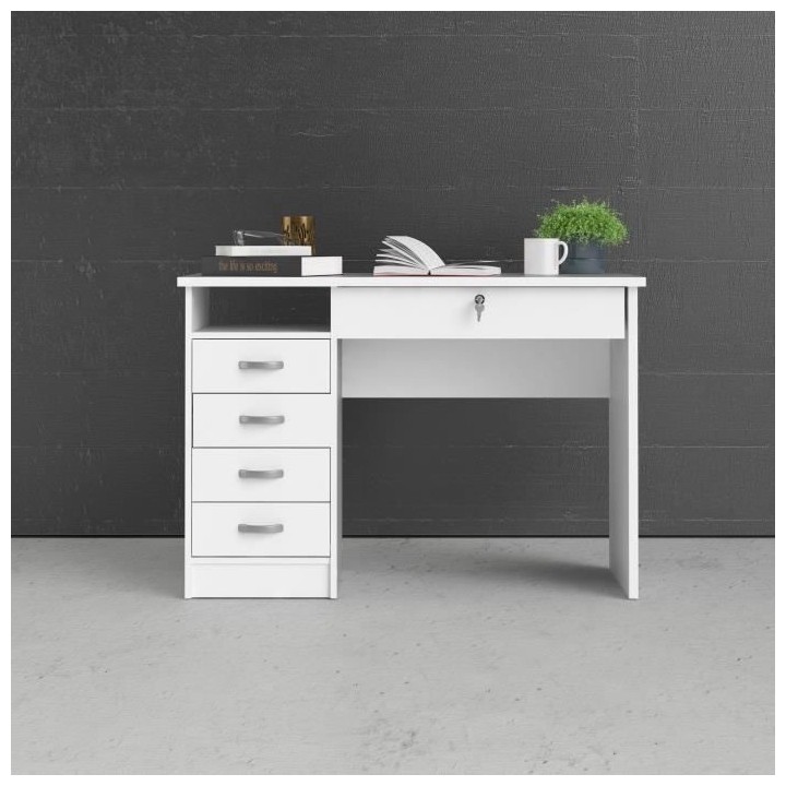 Bureau Student - Panneaux de particules - Blanc - L 109,3 x P 48,5 x H