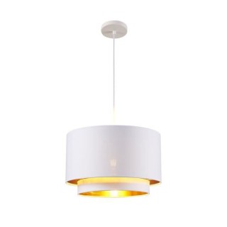 Suspension double SHIRA 2 - Tissu - Cylindrique - Blanc et doré - 40