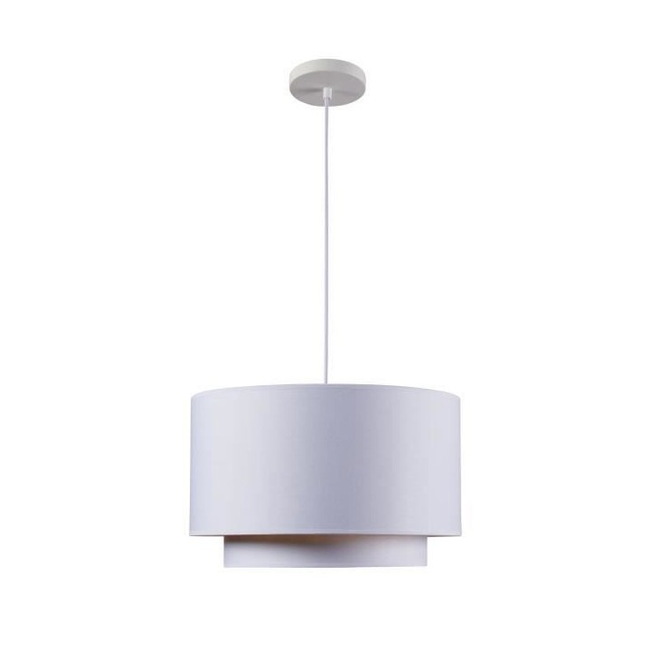 Suspension double SHIRA 2 - Tissu - Cylindrique - Blanc et doré - 40