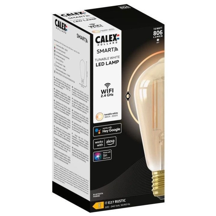 Ampoules connectées Calex Edison LED Filament connectée ST64 ambrée